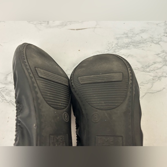 Time and Tru Black Faux Leather Ballet Flats Sz 8 Memory Foam Scrunch​ - Picture 6 of 6